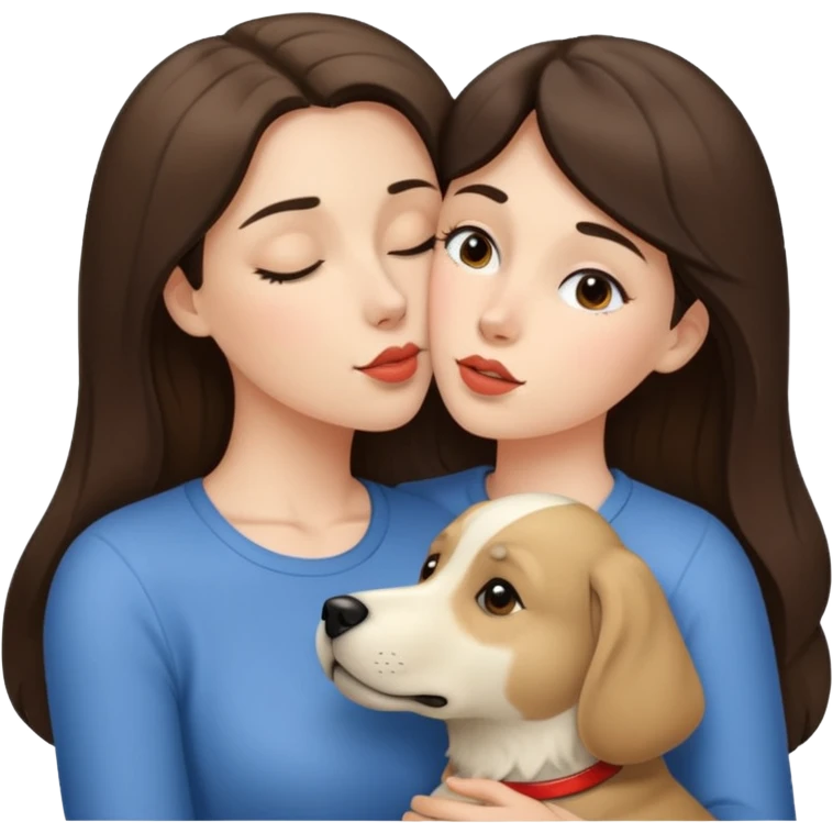 White brunette woman kissing large beige dog emoji
