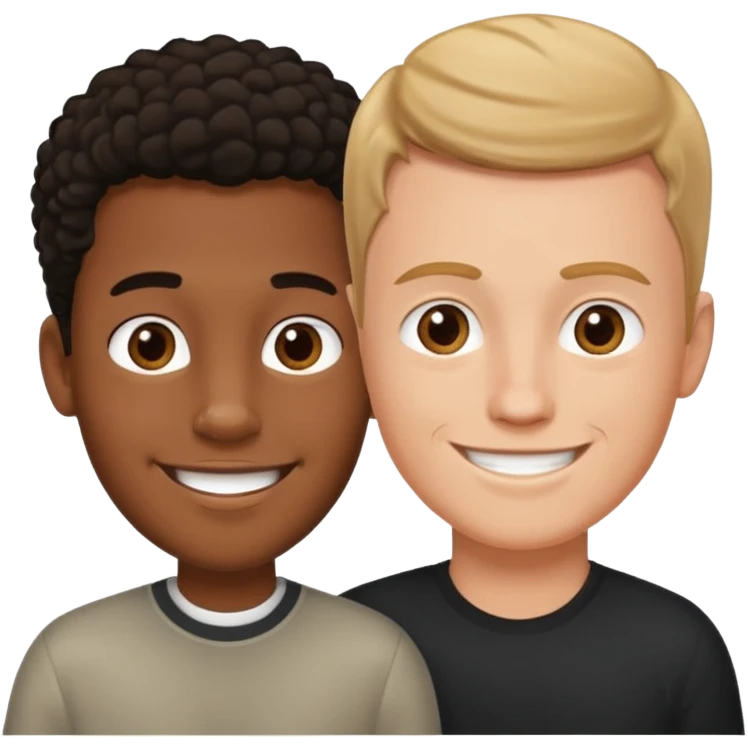 Tall white guy with black kid emoji