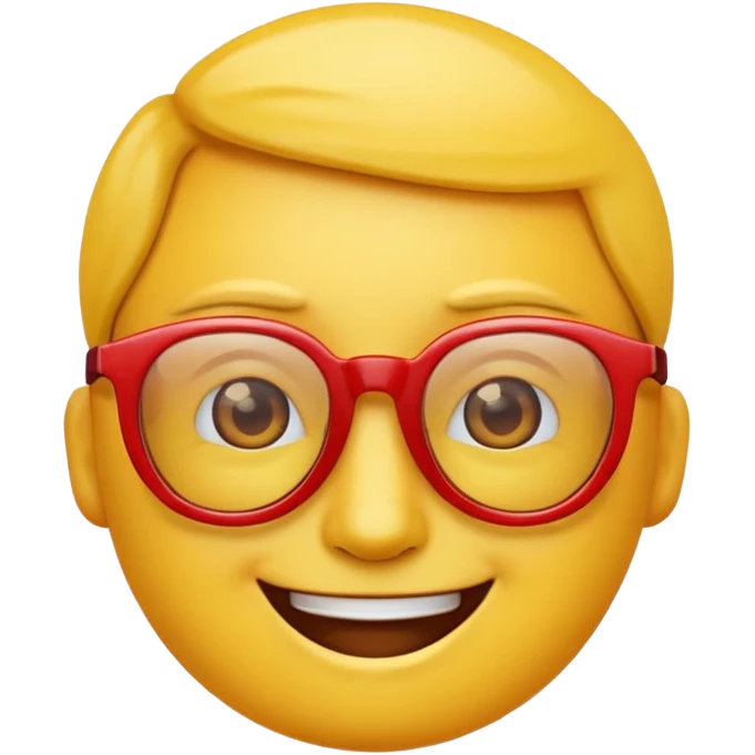 A simple smiling emoji with red frame glasses emoji