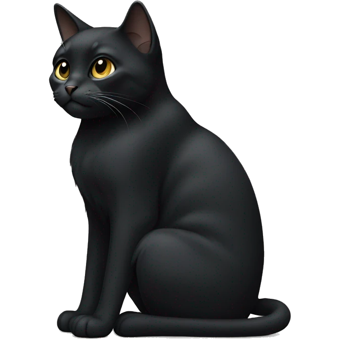 Black cat sitting with white paws, chest and chin emoji