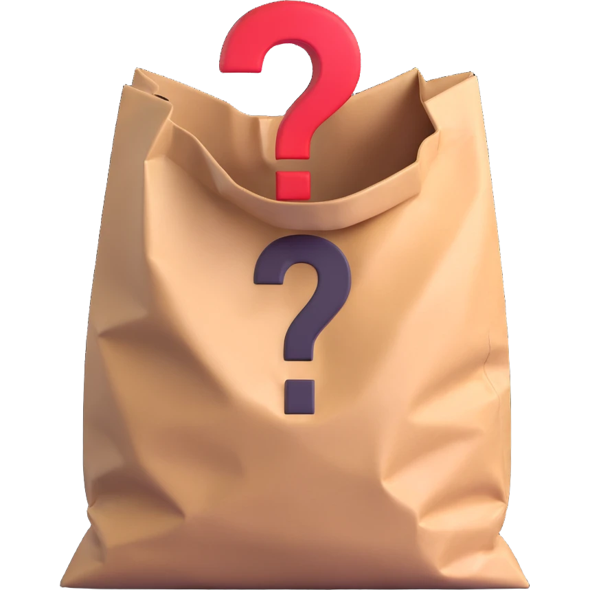 head inside a bag with a question mark emoji