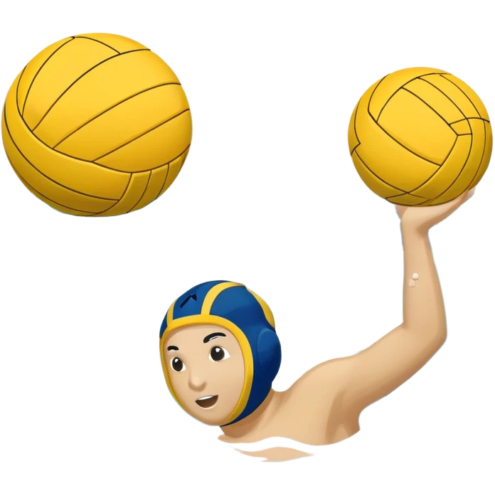 An icon featuring a yellow water polo ball floating on the water with goals in the background, inside a swimming pool. The design includes splashes and ripples, symbolizing the fast-paced action and strategy of water polo. Transparent background highlights. emoji