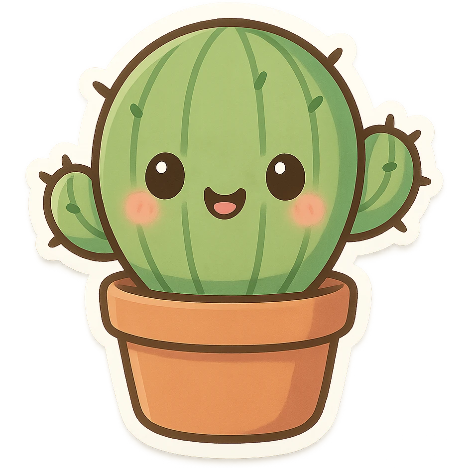 cactus, chibi stickers style emoji