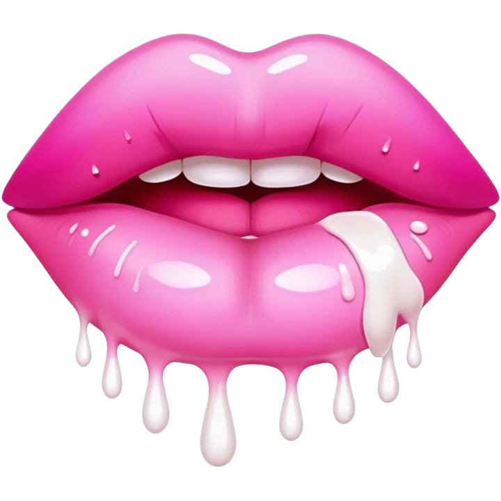 Floating pink glossy lips with white paint drops coming out  emoji