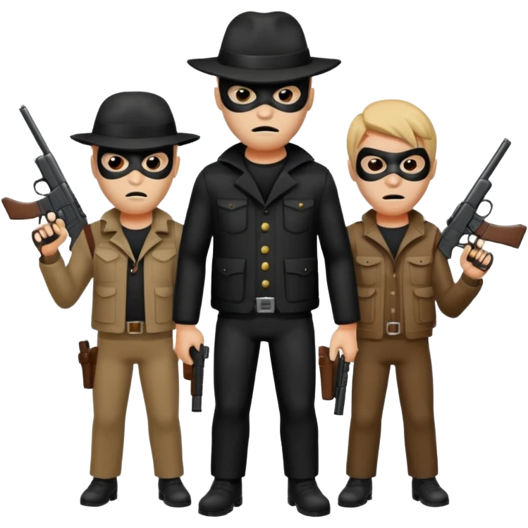 Hoodlums with robber masks and guns emoji