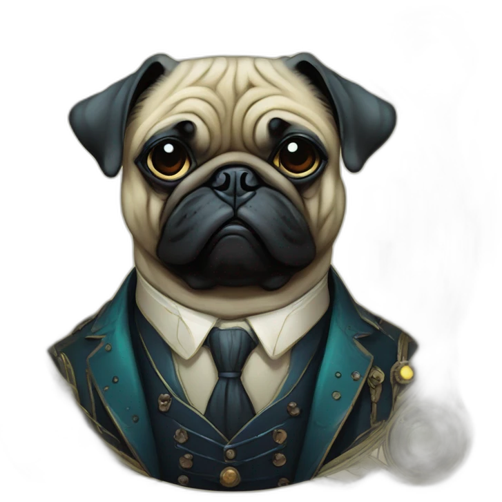 A cyberpunk pug in Art Nouveau style during 1910 emoji