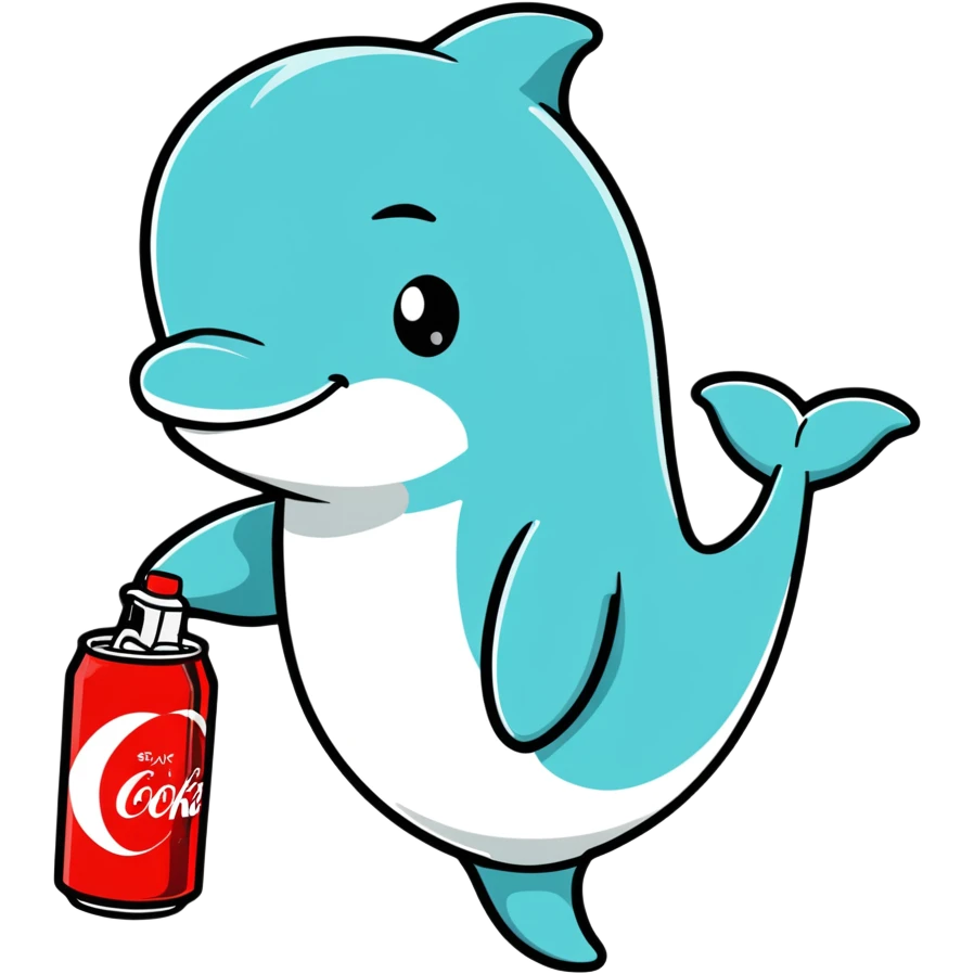 dolphin holding a Diet Coke can emoji