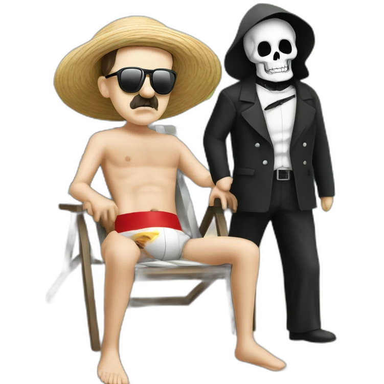 Adolf Hitler on holiday with the grim reaper sunny beach emoji