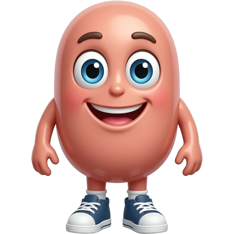 An anthropomorphic jelly bean emoji