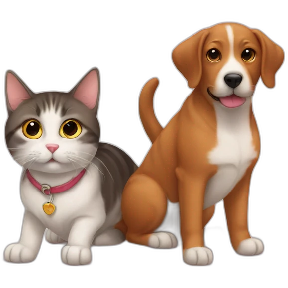 cat and dog love emoji