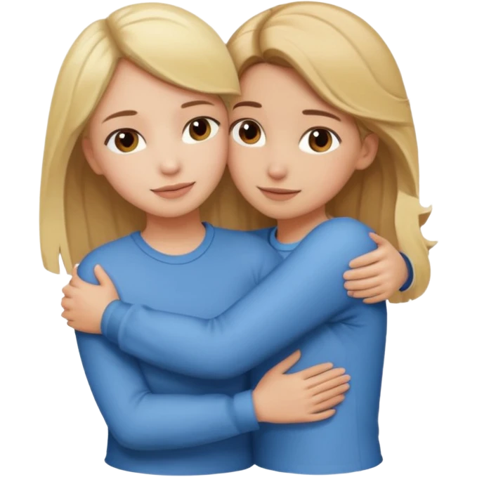 Hug blond girl brown-hair girl emoji