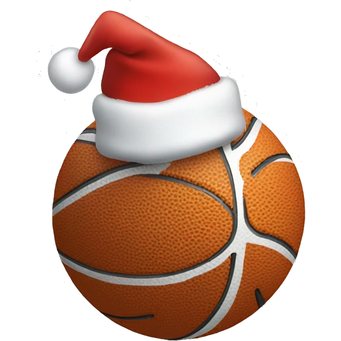A Basketball with a Christmas hat emoji