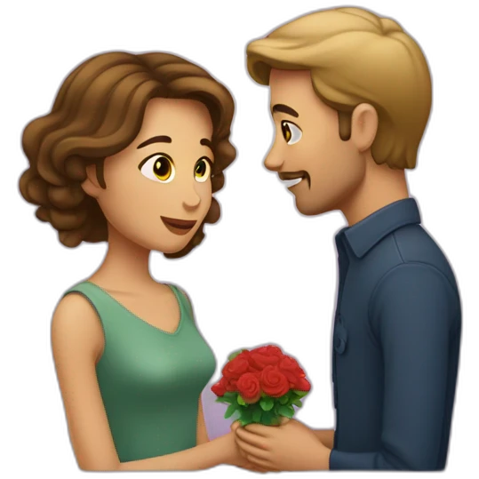 Une femme et un homme qui fond l’amour emoji