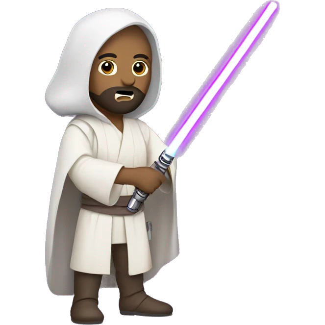 white jedi with beard and purple light saber emoji
