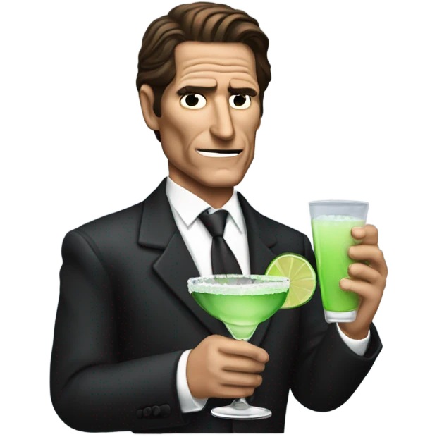 Patrick Bateman holding a margarita glass emoji