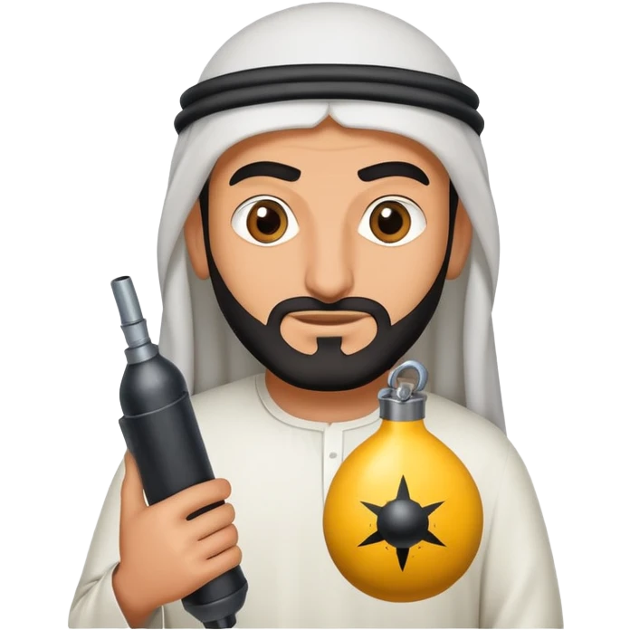 Arab man with bomb emoji