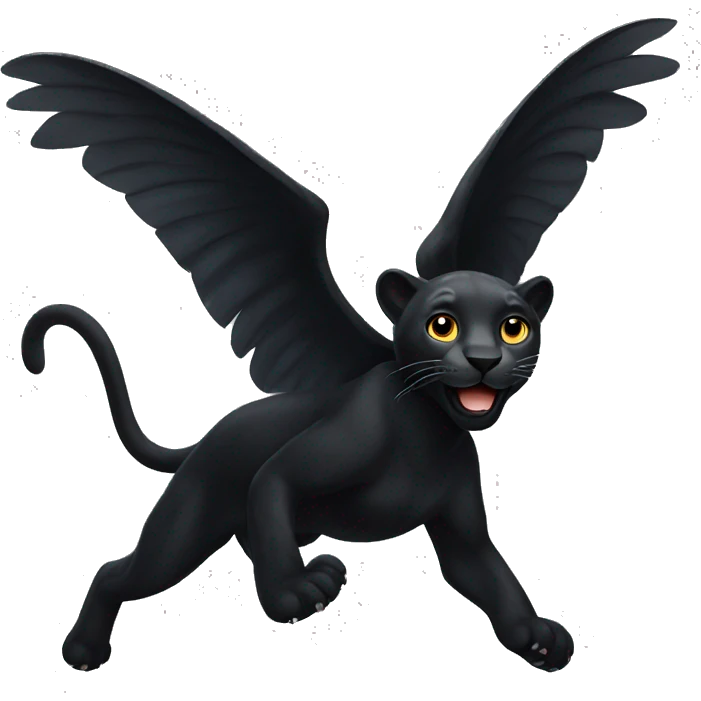 winged black leopard flying emoji