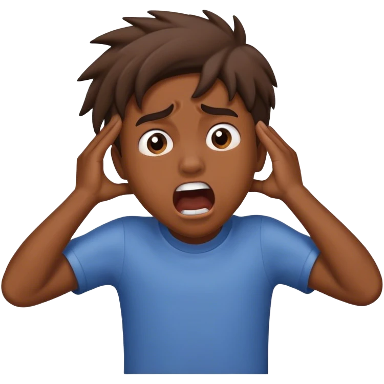 Boy Sadly screaming and pulling out hair  emoji