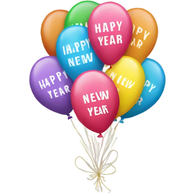 Balloons with text happy New Year emoji