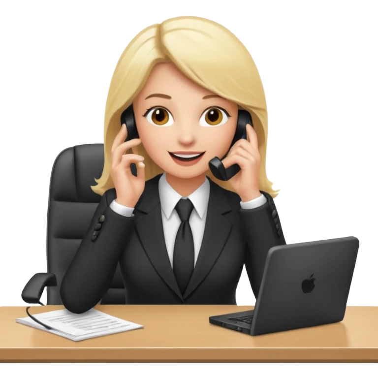 office-boss-excited-phone-desk-blonde emoji