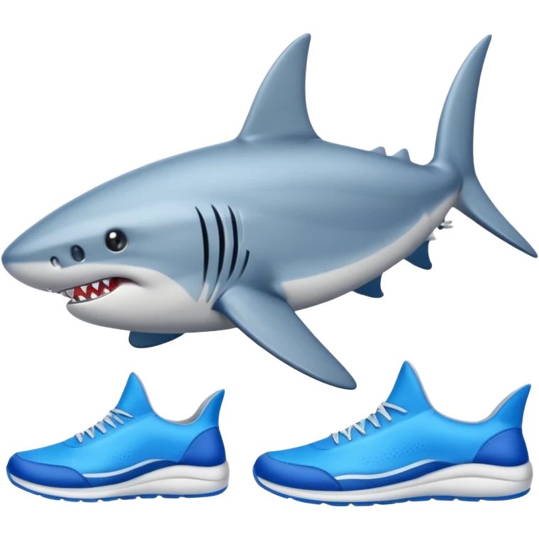 Tiburón con 3 zapatillas azules  emoji