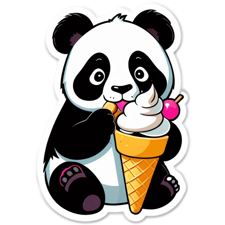 Panda eating ice cream emoji