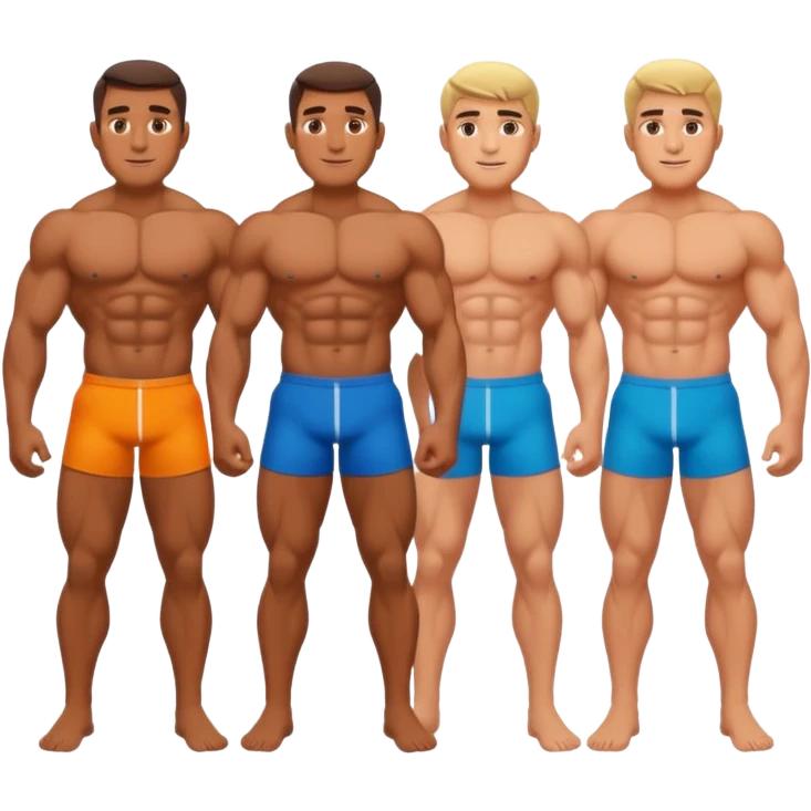 Four big guys no shirts body builders emoji