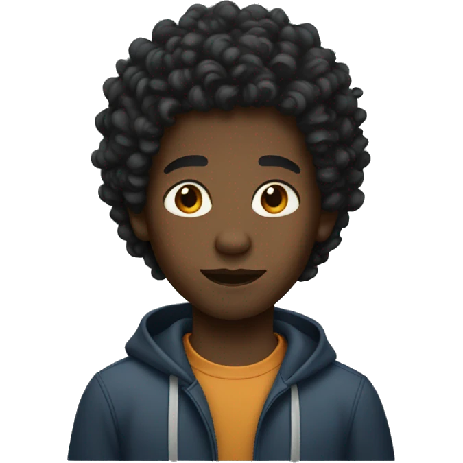 A black boy with curly hair  emoji