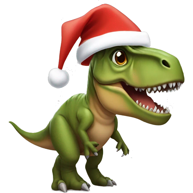 T-Rex with a Santa hat emoji