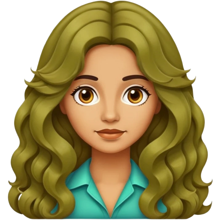 Alluring 1970's greek olive skin shiny long wavy textured tousled hair emoji