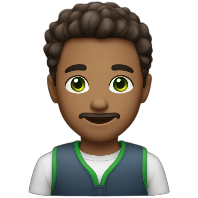 cute man with dark brown fade haircut green eyes emoji