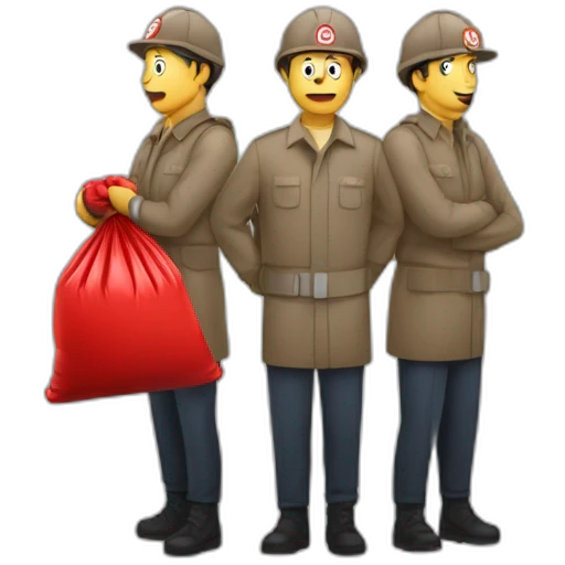 3 Man with red garbage bag in the bag danger logo emoji