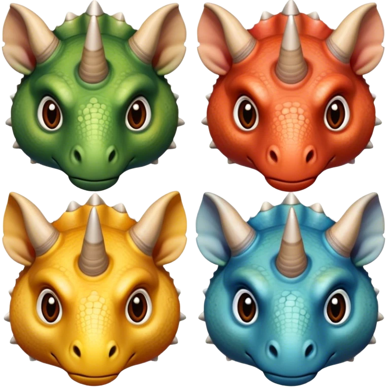 faces of different triceratops emoji