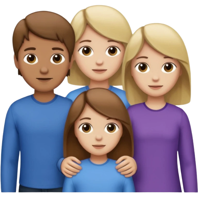 1 brown hair fair skin brother 4 brown hair sisters 1 blond sister emoji