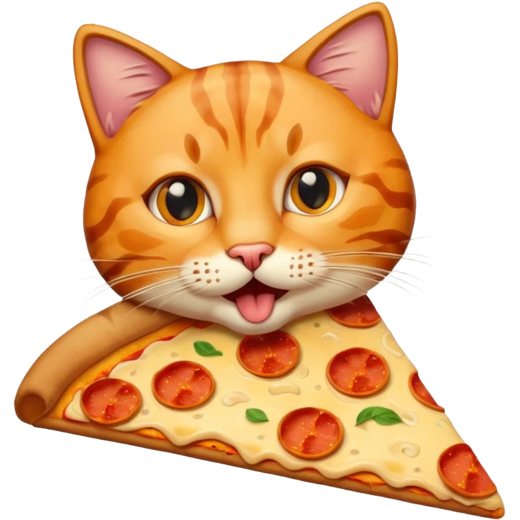 cat eating pizza with cheese stretch emoji