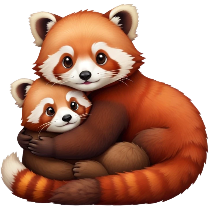 Red panda and otter hugging emoji