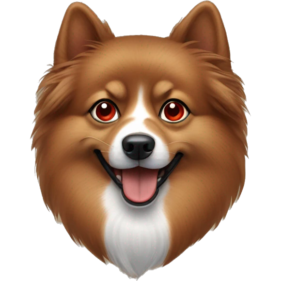 brown spitz dog with red eyebrows emoji