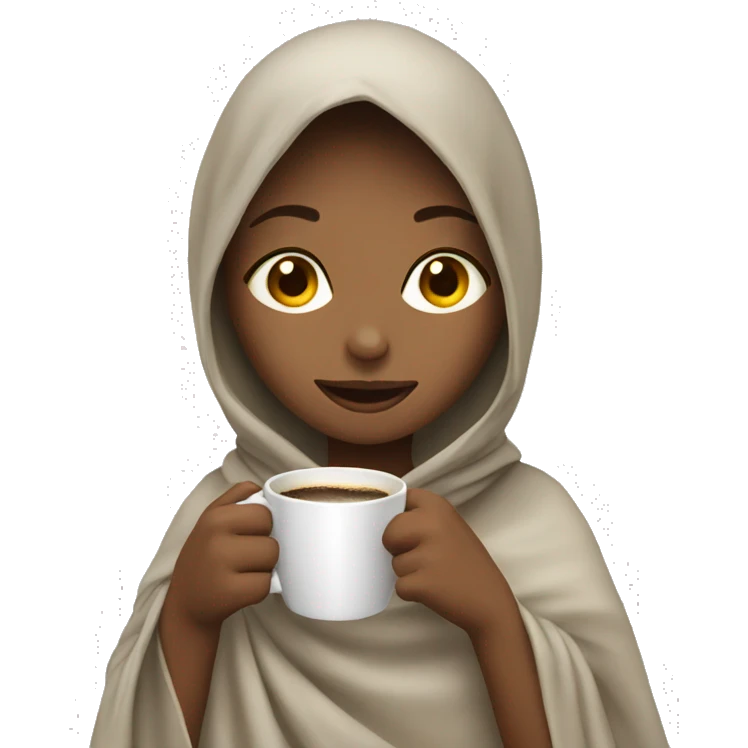 Girl in blanked drinking cofee  emoji