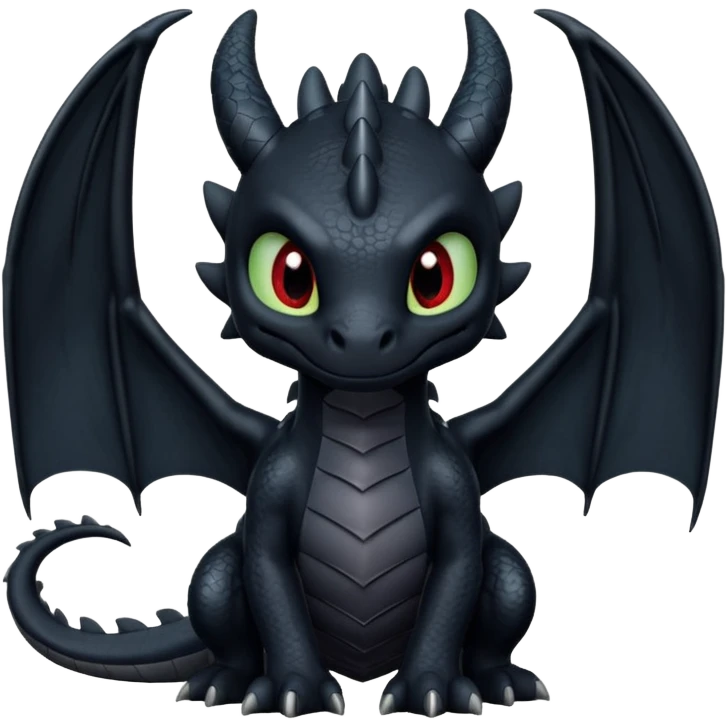 Un dragón furia nocturna mirando de frente animado  emoji