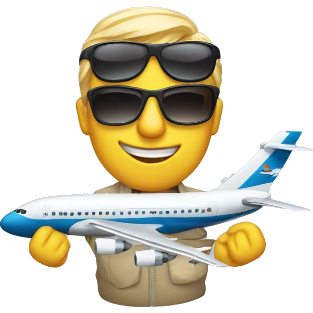 Airplane wearing sunglasses emoji