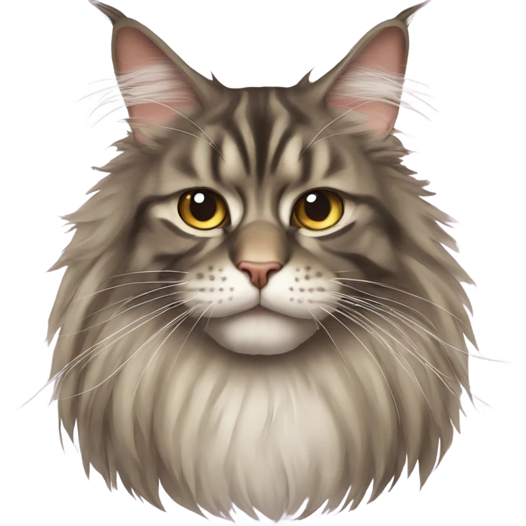 Maine Coon with a stupid face emoji