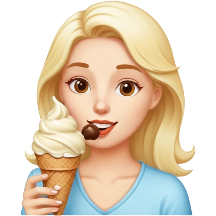 Kind woman, who love ice-cream emoji