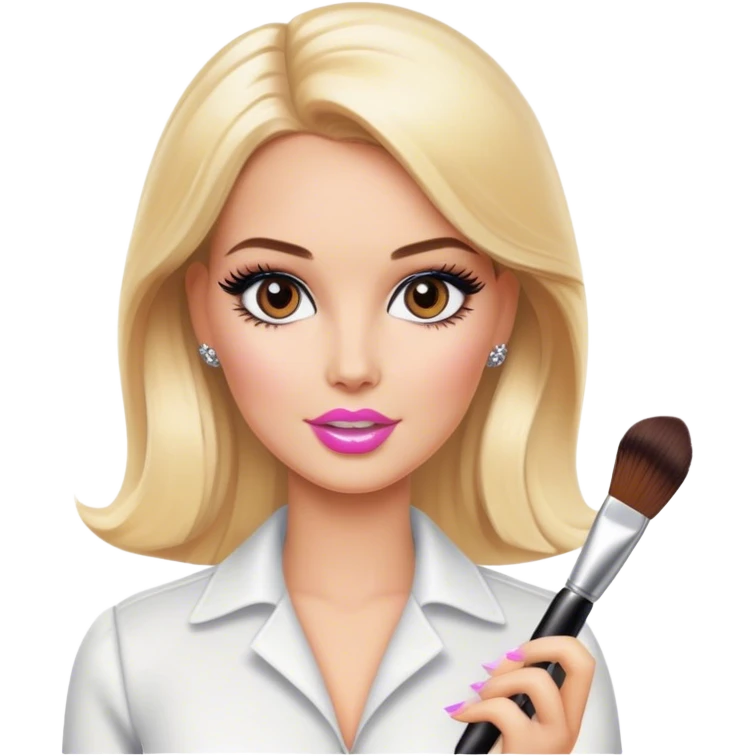 blonde makeup artist barbie, brown eyes emoji