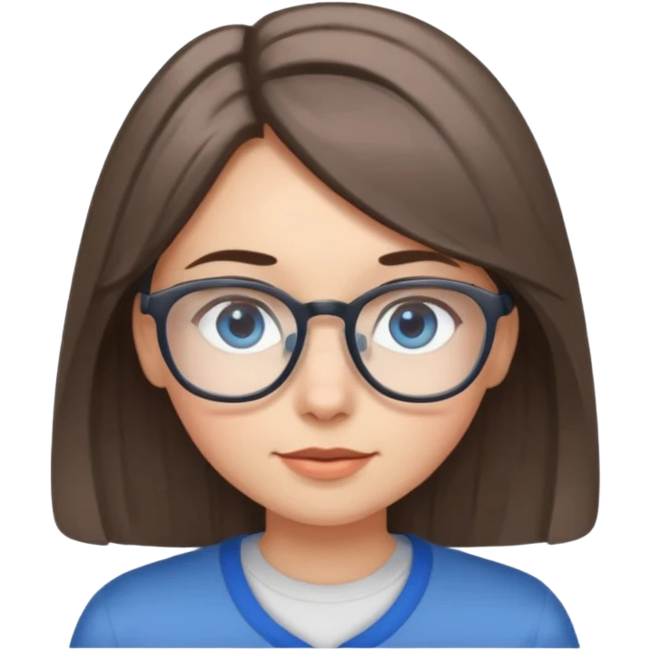 girl with brown and gray medium length hair and blue eyes with glasses emoji