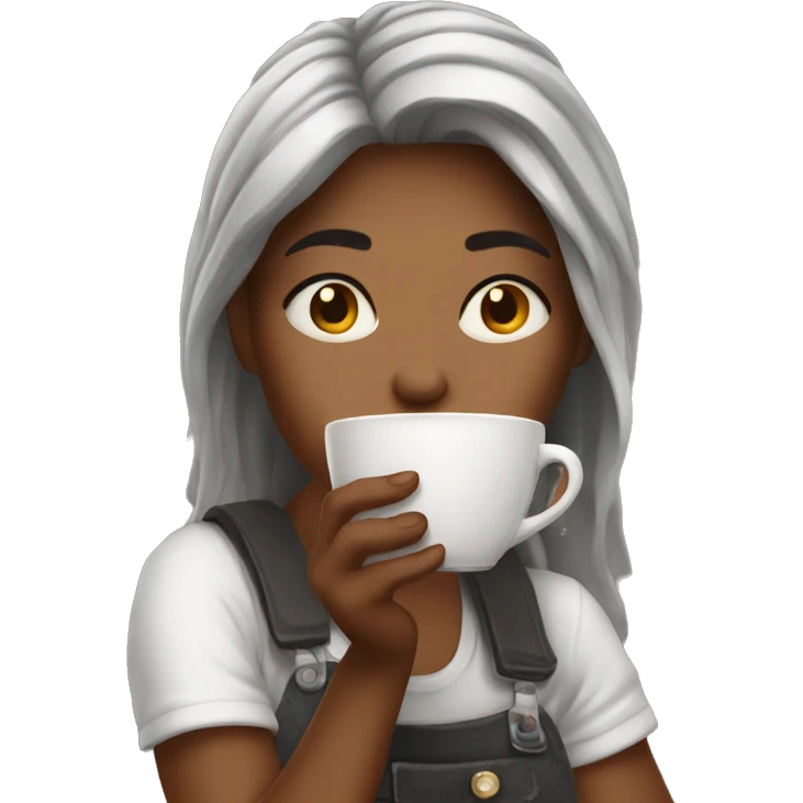 crazy girl drinking coffee emoji