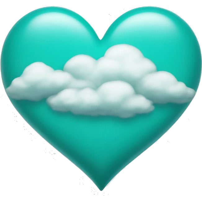 Teal heart with clouds around it  emoji