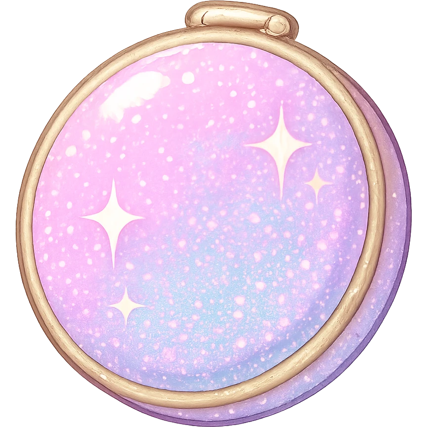 girly sparkling compact mirror, pastel, no background emoji