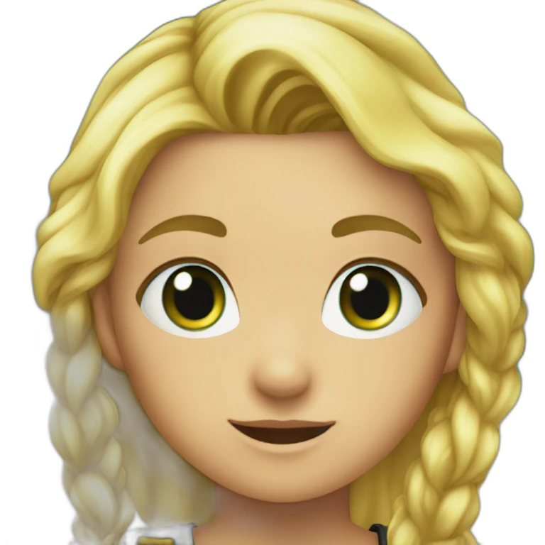 Female kid pirate, green eyed, blonde hair, dressed with pirate clothes emoji