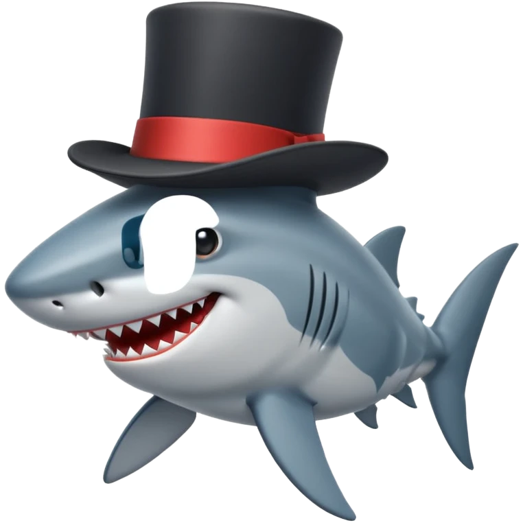 shark wearing a top hat emoji