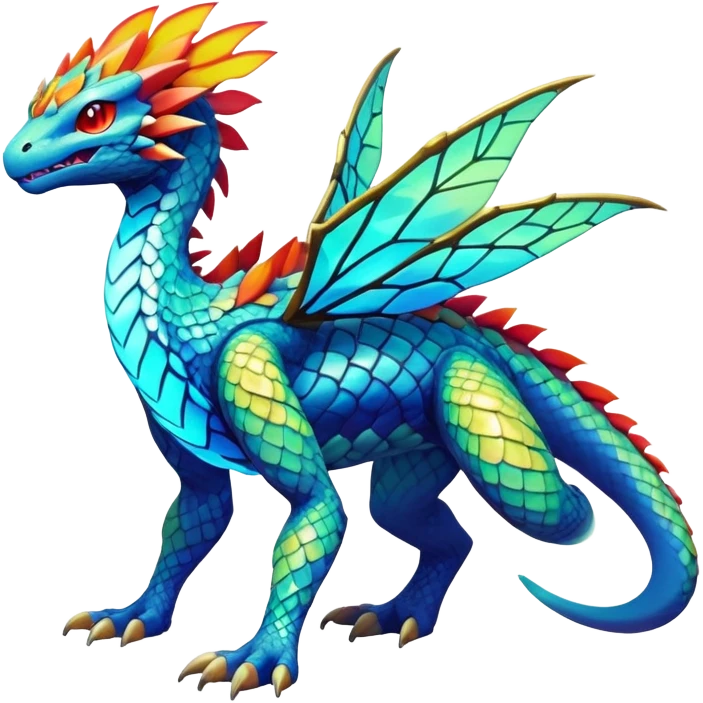 Elemental Exotic Colorful Fantasy Pokémon-Fakémon-hybrid-creature (full body) emoji